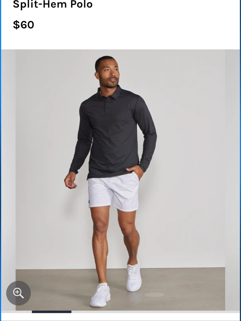 NEW BYLT Pulse Long Sleeve Split-Hem Polo Black